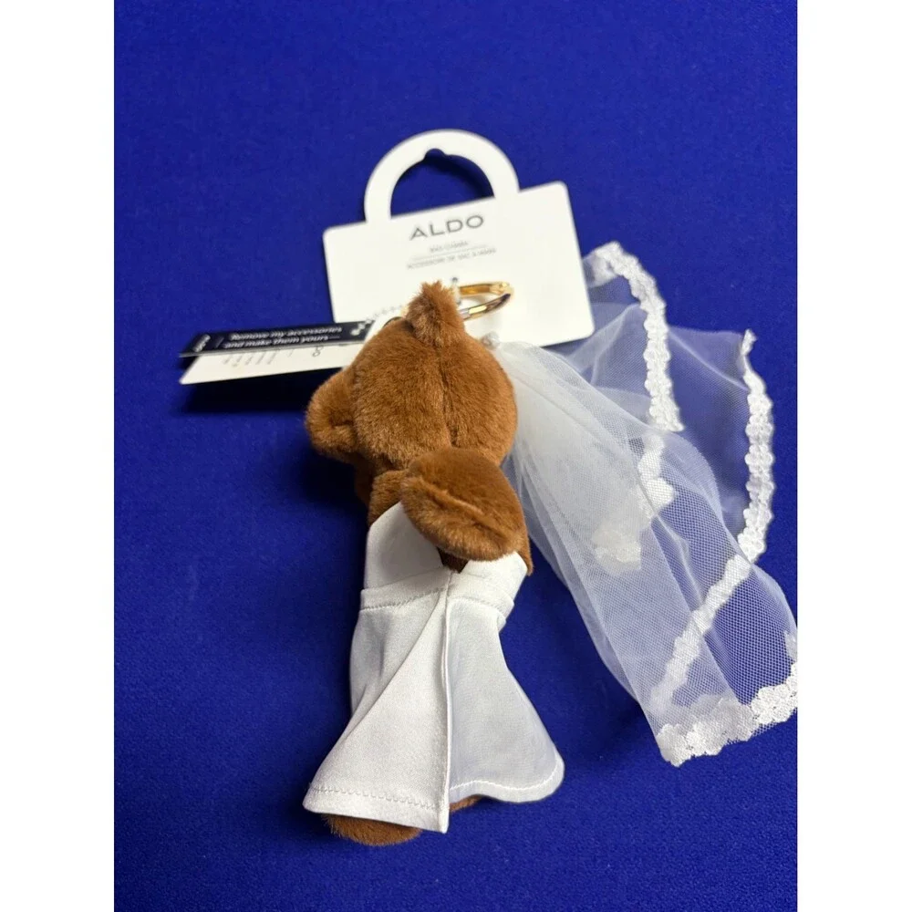 ALDO Wedding Bride Teddy Bear Plush Bag Charm Keychain NEW